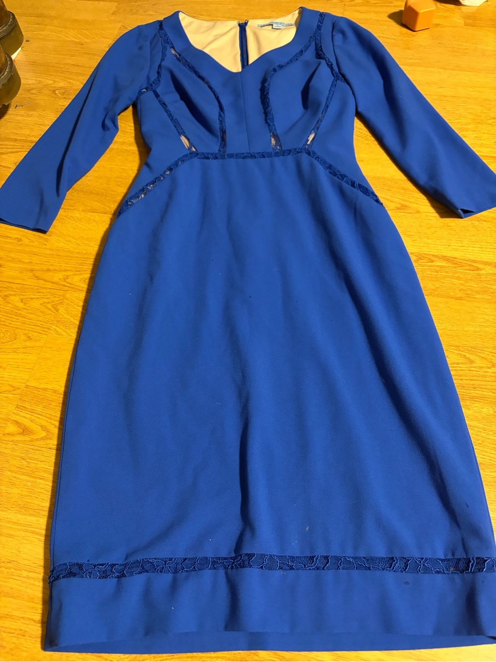ANTONIO MELANI Royal Blue Lace-Trim Long Sleeve Sheath Dress, size 0 - Gorg! 💙